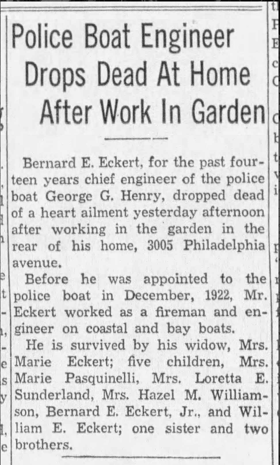 Balo Sun May 23 1935 Marine Unit Engineer dies